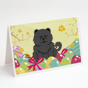 Easter Eggs Chow Chow Black Greeting Cards And Envelopes Pack Of 8