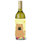 Caroline'S Treasures Bb6144Literk Easter Eggs Chow Chow Cream Wine Bottle Beverage Insulator Hugger, 750Ml, Multicolor