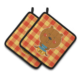 Caroline'S Treasures Bb6735Pthd Honey Bear Pair Of Pot Holders, 7.5 X 7.5, Multicolor
