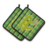 Caroline'S Treasures Alligator Love Pair Of Pot Holders, 7.5 X 7.5, Multicolor