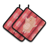Caroline'S Treasures Bb6742Pthd Dancing Pig Pair Of Pot Holders, 7.5 X 7.5, Multicolor