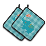 Caroline'S Treasures Bb6744Pthd Elephant Love Pair Of Pot Holders, 7.5 X 7.5, Multicolor