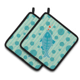Caroline'S Treasures Bb6756Pthd Polkadot Fish Pair Of Pot Holders, 7.5 X 7.5, Multicolor