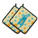 Caroline'S Treasures Bb6757Pthd Polkadot Rabbit Pair Of Pot Holders, 7.5 X 7.5, Multicolor