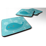 Caroline'S Treasures Whale With Anchors Foam Coaster Set Of 4, 3.5, Multicolor