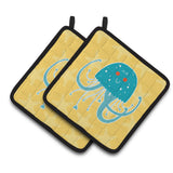 Caroline'S Treasures Bb6767Pthd Jellyfish Pair Of Pot Holders, 7.5 X 7.5, Multicolor