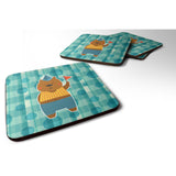 Caroline'S Treasures Celebration Bear Foam Coaster Set Of 4, 3.5, Multicolor