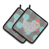 Caroline'S Treasures Grey Chicken Pair Of Pot Holders, 7.5 X 7.5, Multicolor