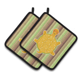 Caroline'S Treasures Bb6780Pthd Turtle Pair Of Pot Holders, 7.5 X 7.5, Multicolor