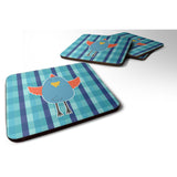Caroline'S Treasures Blue Chicken Foam Coaster Set Of 4, 3.5, Multicolor