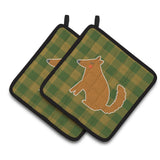 Caroline'S Treasures Bb6788Pthd Brown Wolf Pair Of Pot Holders, 7.5 X 7.5, Multicolor