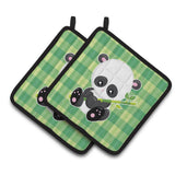 Caroline'S Treasures Bb6801Pthd Panda Lucky Bamboo Pair Of Pot Holders, 7.5 X 7.5, Multicolor