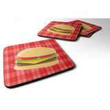Caroline'S Treasures Hamburger Plaid Foam Coaster Set Of 4, 3.5, Multicolor