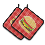 Caroline'S Treasures Bb6812Pthd Hamburger Plaid Pair Of Pot Holders, 7.5 X 7.5, Multicolor