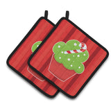 Caroline'S Treasures Bb6814Pthd Christmas Cupcake Pair Of Pot Holders, 7.5 X 7.5, Multicolor