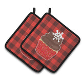 Caroline'S Treasures Bb6817Pthd Christmas Cupcake Pair Of Pot Holders, 7.5 X 7.5, Multicolor
