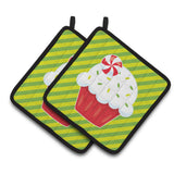 Caroline'S Treasures Bb6819Pthd Christmas Pepermint Cupcake Pair Of Pot Holders, 7.5 X 7.5, Multicolor
