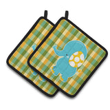 Caroline'S Treasures Bb6822Pthd Boy Elephant Pair Of Pot Holders, 7.5 X 7.5, Multicolor