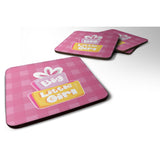 Caroline'S Treasures Big Little Girl Foam Coaster Set Of 4, 3.5, Multicolor