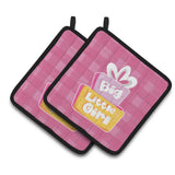Caroline'S Treasures Bb6826Pthd Big Little Girl Pair Of Pot Holders, 7.5 X 7.5, Multicolor