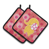 Caroline'S Treasures Bb6828Pthd Girl Elephant Pair Of Pot Holders, 7.5 X 7.5, Multicolor