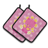 Caroline'S Treasures Bb6829Pthd Girl Lion Pair Of Pot Holders, 7.5 X 7.5, Multicolor