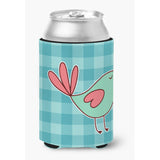 Caroline'S Treasures Bird On Blue Plaid Can Or Bottle Hugger, Can Hugger, Multicolor