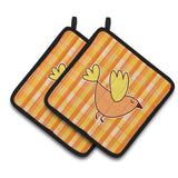 Caroline'S Treasures Bb6832Pthd Bird On Orange Plaid Pair Of Pot Holders, 7.5 X 7.5, Multicolor
