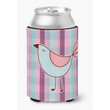 Caroline'S Treasures Bird On Purple Plaid Can Or Bottle Hugger, Can Hugger, Multicolor