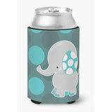 Caroline'S Treasures Polkadot Grey Elephant Can Or Bottle Hugger, Can Hugger, Multicolor