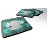 Caroline'S Treasures Polkadot Naptime Elephant Foam Coaster Set Of 4, 3.5, Multicolor