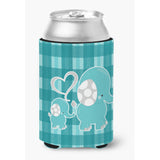 Caroline'S Treasures Plaid Momma & Baby Elephant Can Or Bottle Hugger, Can Hugger, Multicolor