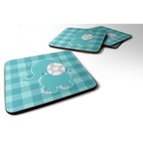 Caroline'S Treasures Striped Elephant Foam Coaster Set Of 4, 3.5, Multicolor
