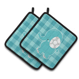 Caroline'S Treasures Bb6841Pthd Striped Elephant Pair Of Pot Holders, 7.5 X 7.5, Multicolor