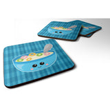 Caroline'S Treasures Blue Bowl Of Cereal Foam Coaster Set Of 4, 3.5, Multicolor