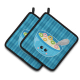 Caroline'S Treasures Bb6845Pthd Blue Bowl Of Cereal Pair Of Pot Holders, 7.5 X 7.5, Multicolor