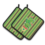Caroline'S Treasures Bb6847Pthd Cactus Stripe Pair Of Pot Holders, 7.5 X 7.5, Multicolor