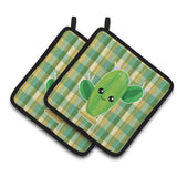 Caroline'S Treasures Bb6852Pthd Cactus Plaid Pair Of Pot Holders, 7.5 X 7.5, Multicolor