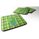 Caroline'S Treasures Cactus Striped Plaid Foam Coaster Set Of 4, 3.5, Multicolor