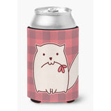 Caroline'S Treasures Cat Pink Plad Can Or Bottle Hugger, Can Hugger, Multicolor