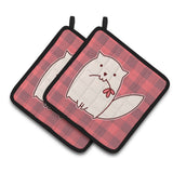 Caroline'S Treasures Bb6854Pthd Cat Pink Plad Pair Of Pot Holders, 7.5 X 7.5, Multicolor