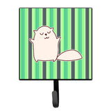 Caroline'S Treasures Cat Green Stripes Wall Hook, Small, Multicolor