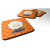 Caroline'S Treasures Sheep On Orange Quatrafoil Foam Coaster Set Of 4, 3.5, Multicolor