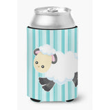 Caroline'S Treasures Sheep On Blue Stripes Can Or Bottle Hugger, Can Hugger, Multicolor