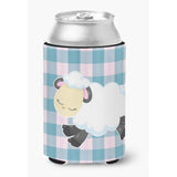 Caroline'S Treasures Sheep On Blue Gingham Can Or Bottle Hugger, Can Hugger, Multicolor