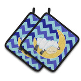 Caroline'S Treasures Bb6877Pthd Sheep On Moon Chevron Pair Of Pot Holders, 7.5 X 7.5, Multicolor