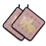 Caroline'S Treasures Bb6880Pthd Kitten Sleeping Pair Of Pot Holders, 7.5 X 7.5, Multicolor