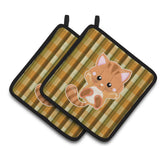 Caroline'S Treasures Hooray Kitten Pair Of Pot Holders, 7.5 X 7.5, Multicolor