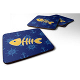Caroline'S Treasures Fish Bones Foam Coaster Set Of 4, 3.5, Multicolor