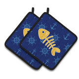 Caroline'S Treasures Bb6884Pthd Fish Bones Pair Of Pot Holders, 7.5 X 7.5, Multicolor